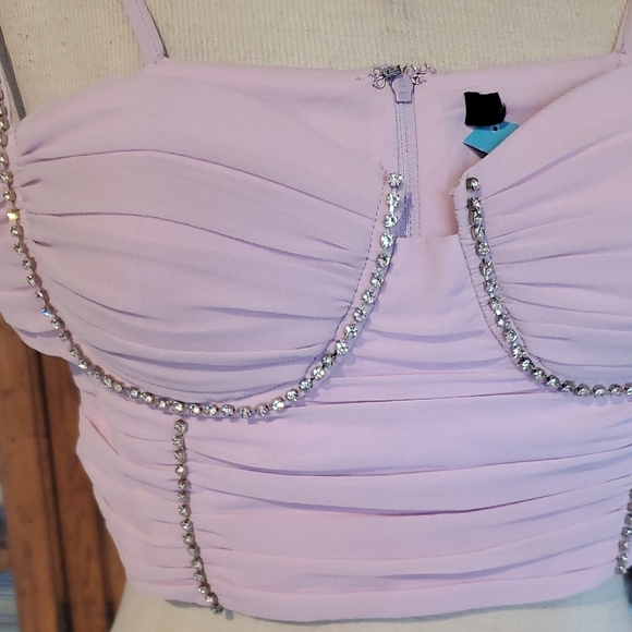 Elegant Lavender Rhinestone Bustier Top - Picture 3 of 8